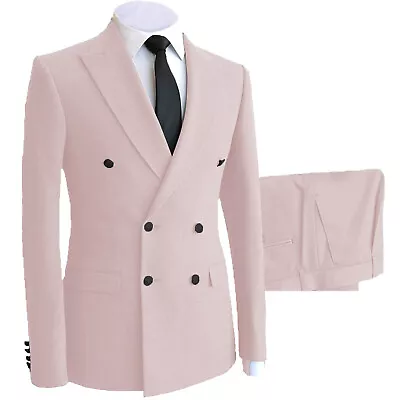 Mens 2Pcs Suits Wedding Tuxedo Groom Groomsmen Bestman Business Blazer+Pants • $59.95