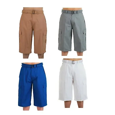 Men Big And Tall BTL Cargo Shorts With Belt Twill Multi Pockets Size 30 - 50 • $20.99