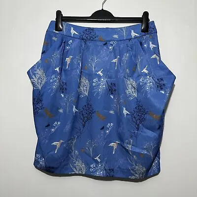 H&M Ladies Blue Skirt EU 42 Short UK 14 Pencil Straight Polyester Lined • £11