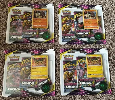 Pokemon Unified Minds SM11 12 Packs !!  You Get FOUR 3 Pack Blisters + Promo • $250