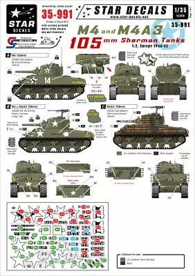 Star Decals 35-991 Decal For US M4 And M4A3 105mm Assault Tanks 1:35 • £8.89