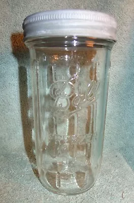OLD VINTAGE WIDE MOUTH GLASS BALL FREEZER CANNING JAR With ZINC LID 20 OZ 6-3/4  • $15.95