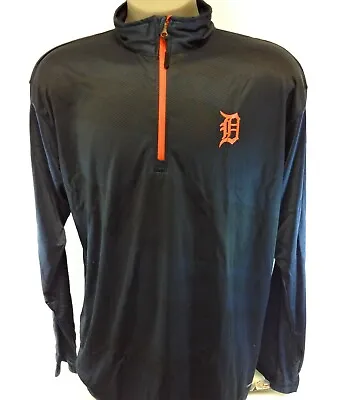 Mens Majestic Detroit Tigers MLB Cool Base 1/4 Zip Navy Baseball Jacket Shirt • $47.99