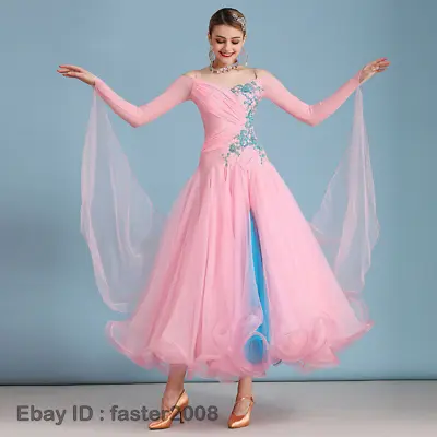 $119.31 • Buy Womens Ballroom Modern Tango Standard Waltz Ball Gown Performance Dance Dress