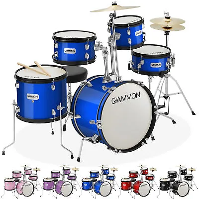 5-Piece Junior Drum Set Beginner Percussion Kit With Stool And Stands • $197.99