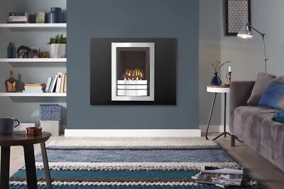 Gas Fire Black Silver Inset High Efficiency Glass Fronted Slide Control Coal • £549.90
