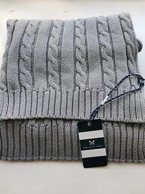 Crew Clothing Grey Cable Knit Scarf. Cotton Mix. Grey. BNWT Was £29 • £5