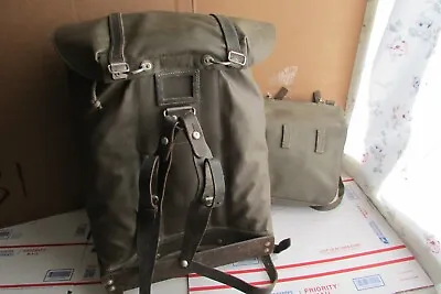 Vintage Swiss Army Military Backpack Rubberized Rucksack Bag +1 Ammunition Bag? • $59.99