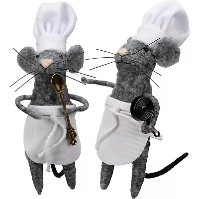 Primitives By Kathy Felt Mouse Ornament Kitchen Mice Set 2 Chef Critter Cook  • $18.95