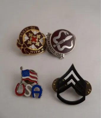 Lot Of 4 Vintage Military Hat Pins U.S. Army Brass Staff Sgt. Medical Unit • $17.99