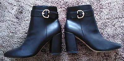 Women London Rebel Black Faux Leather   Boots Uk 6/ Eu 39 • £10