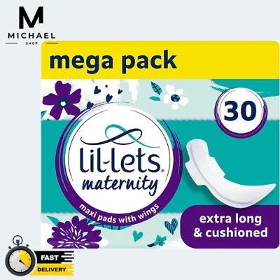 Lil-Lets Maternity Pads 30x Extra Long Maxi Towels - Postpartum Essential 3x10 • £7.74