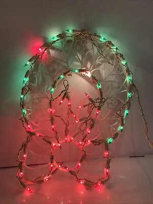 Vtg 16” LIGHTED CHRISTMAS SILHOUETTE WINDOW Wreath W/ Bow Grand Asia Electric • $21.70
