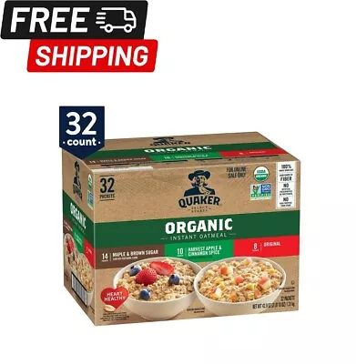 Quaker Instant Oatmeal Organic 3 Flavor Variety Pack Individual P... 32 Count • $30.90