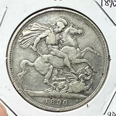 1890 Great Britain Silver Queen Victoria Crown   • $89.99