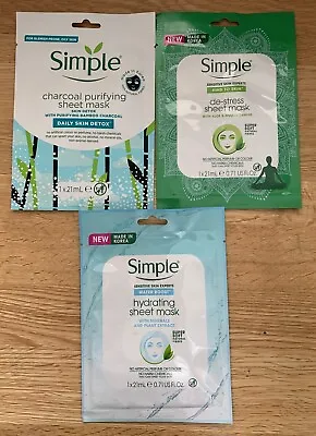 SIMPLE Face Masks- All Skin Type Sheet MASKS Self Care   • £2.79