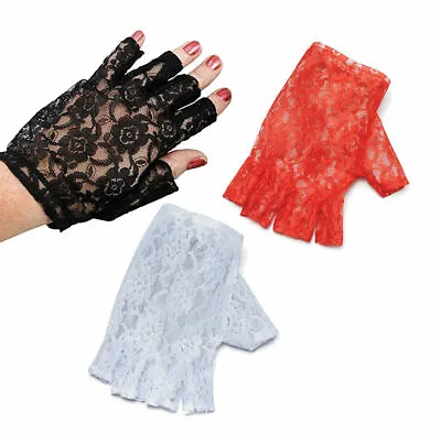 £2.99 • Buy Short Fingerless Lace Gloves - Costume Accessory Fancy Dress Up 80's Gothic