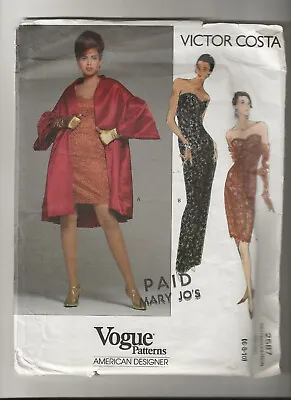 Vogue 2587 Victor Costa Coat Dress 6-10 Bust 30 1/2-32 1/2 Uncut Sewing Pattern • $40