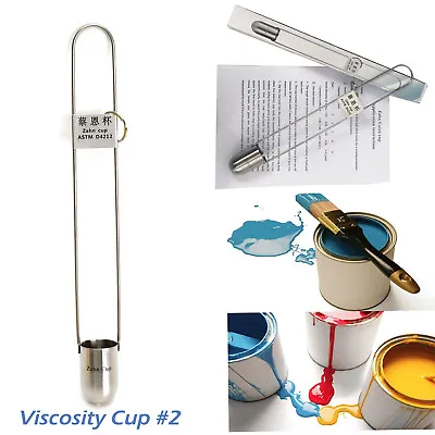 Zahn Cup Viscosity Cup Viscometer Flow Cup #2 Dip Type 44ml Stainless Steel • $29.99