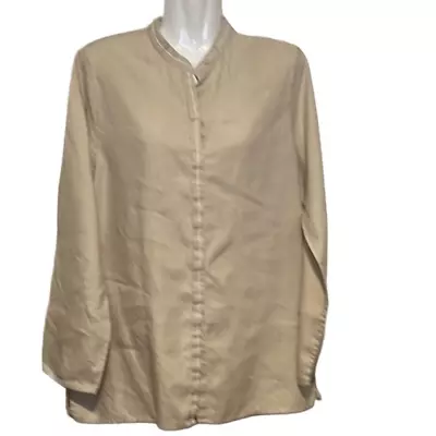 Max Studio Women’s Shirt 100% Linen Tunic Size Small Hidden Button Front • $15.97