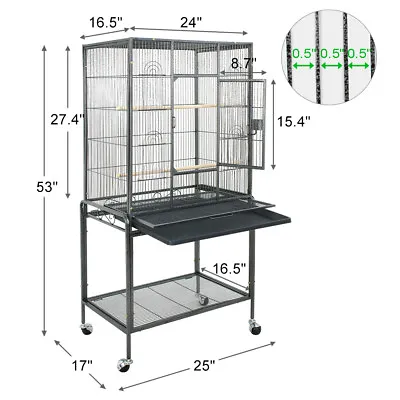 Layered Structure Large Bird Parrot Canary Parakeet Iron Cage With Ladder 53  • $75.58