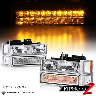 4PCS COMBO 94-98 C/K C10 1500/2500/3500 Pickup Clear Headlight+LED Parking Lamps • $104.04