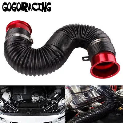 Universal 3'' Car Cold Air Intake Pipe Fexible Inlet Hose Adjustable Duct Tube • $17.79