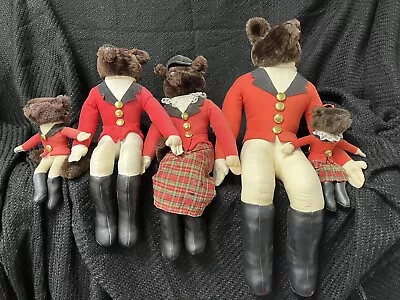 Vintage Hanford's Inc Fox Equestrian Fox Hunt Plush Shelf Sitters Rare Set Of 5 • $59.99