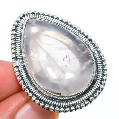 Rose Quartz - Madagascar Gemstone 925 Silver Plated Ring S.9 T36 • $8.99
