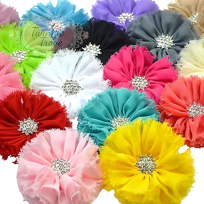 £1.99 • Buy 7cm Diamante Frayed Ruffled Hair Flowers Clips Grips Bobbles. Bridesmaid Bridal