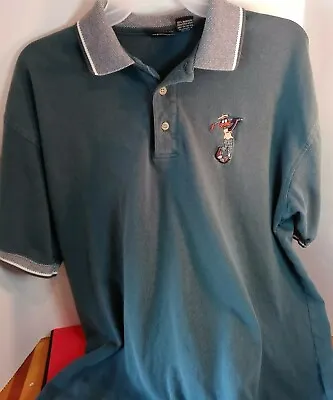 Warner Bros Mens M Daffy Duck Golf Polo Shirt Green/Gray Short Sleeve SS 1996 • $11.99