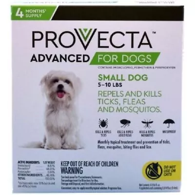 Dog Flea & Tick Treatment - ProVecta - Small Dog 5-10 Lbs - 4 Ds - Topical • $25.75