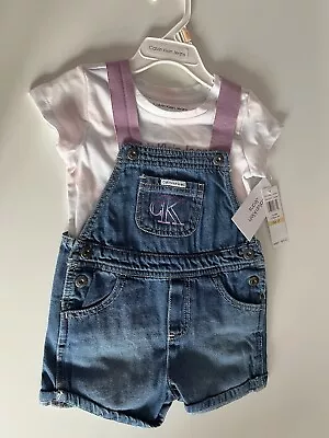 Calvin Klein Baby Girl 2 Piece T-shirt & Dungarees 2 Years Brand New With Tags • £34.99