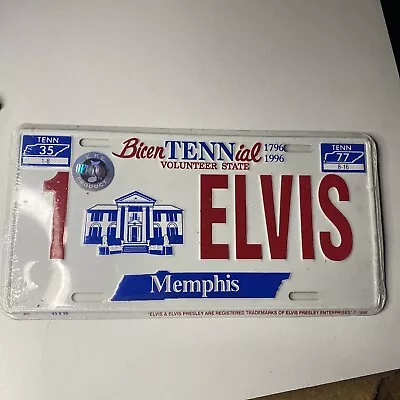 No. 1  ELVIS TENNESSEE License Plate Souvenir NEW In Original Plastic 1996 • $12