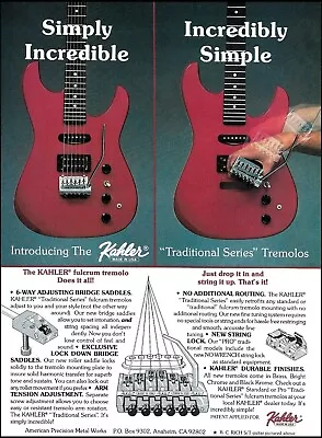 Kahler Traditional Series Tremolo On B.C. Rich Guitar 1991 Advertisement Print • $4