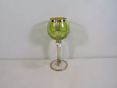 Moser ~ Bohemian Celadon Green With Gold 8 1/4 H Wine Goblet • $38