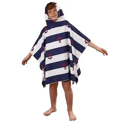 £9.99 • Buy Dreamscene Anchor Hooded Poncho Towel Kids Swimming Changing Robe Beach Boy Girl