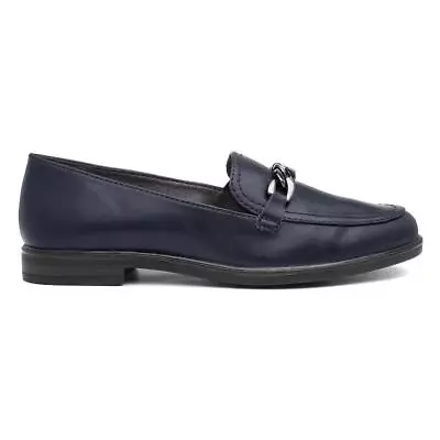 Jana Softline Womens Shoe Blue Slip On Navy Chain Loafer Shoezone SIZE • £24.99