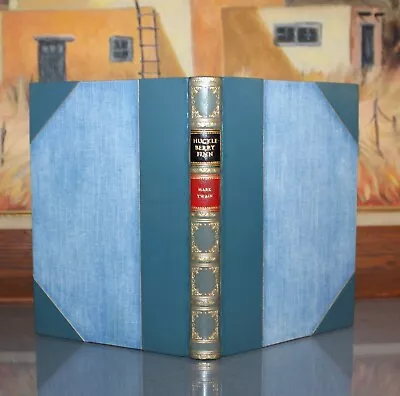 TWAIN/ THE ADVENTURES OF HUCKLEBERRY FINN 3/4 Leather Fine Riviere Style Binding • $22.50