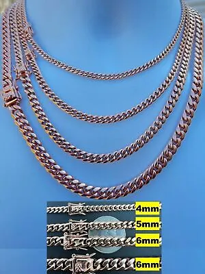 Miami Cuban Link Chain Necklace / Bracelet Rose Gold Plated Stainless Box Lock • $26.45