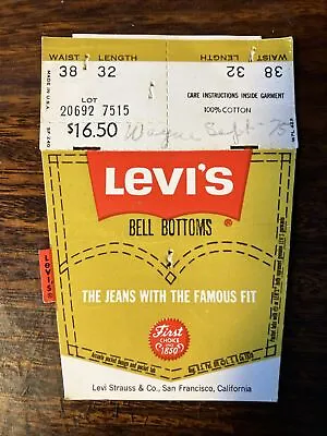 Vintage Levi’s Bell Bottoms Pocket Tag 1975 • $8.99