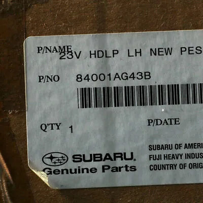 OEM NEW 06 Genuine Subaru Legacy Outback Driver Sd Headlamp Assembly 84001AG43B • $258.57