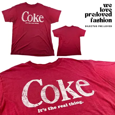 Coca Cola Men's Large T-Shirt Red With Front Print Vintage • £14.75