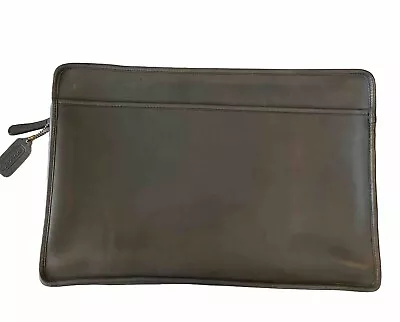 Vintage Coach Men's Gray Supple Leather Portfolio Clutch Document Bag • $89.99