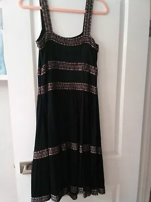 M MISSONI Made In Italy  Black Jersey Sleeveless Flared Midi Women's Dress S • $32