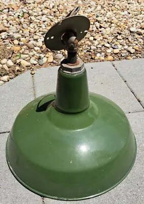 1930s Benjamin 16  Porcelain Industrial Green Barn UL Light VTG Single Fixture • $135.96