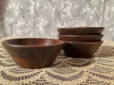 Vermillion Salad Bowls Real Walnut 6  Mid-century Modern MCM Vintage 60s 4 Set • $16