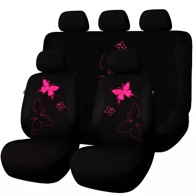 Universal Car Seat Covers Rear Split 40/60 60/40 For Women Black Butterfly Mesh • $41.99