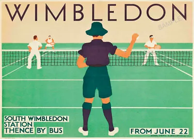 VINTAGE Railway POSTER Wimbledon Tennis Ball Boy London Transport Art Deco A3 A4 • £5.99