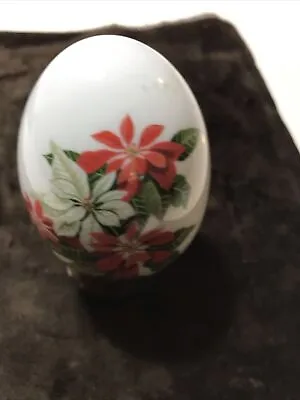 Vintage Decorative Egg~avon~1987~winter's Treasure~poinsettia~with Base • $9.33